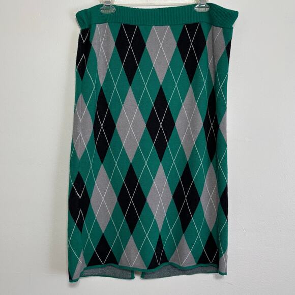 Eva Mendes Green Black and Gray Argyle Skirt Size XL - Picture 1 of 9